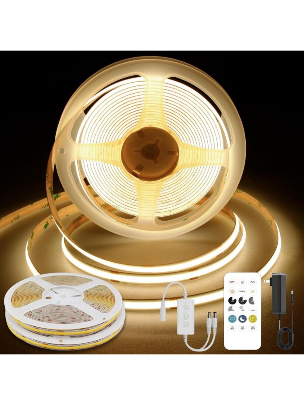 Dimmable Warm White COB LED Strip Lights 32.8FT with Remote & App Control
